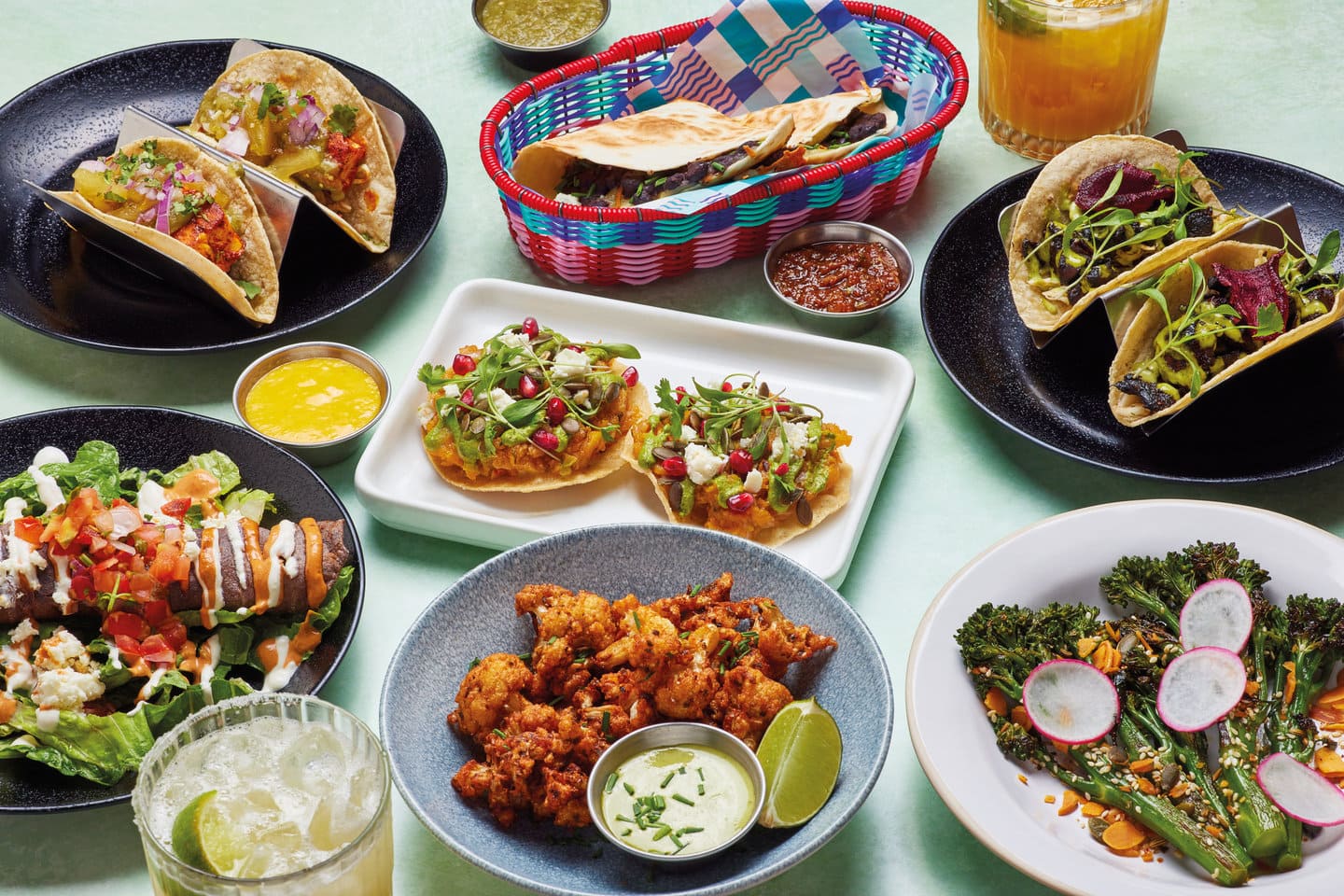 A selection of Wahaca dishes which make up our veggie set menu